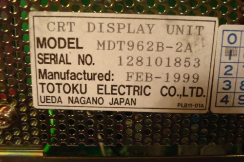 MDT962B-2A CRT label