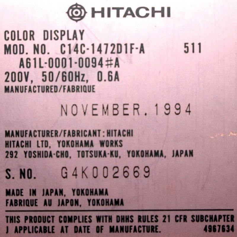 FANUC A61L-0001-0074 14-inch CRT product label