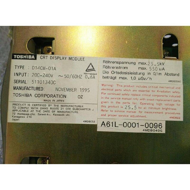 FANUC A61L-0001-0096 14-inch Color CRT product label