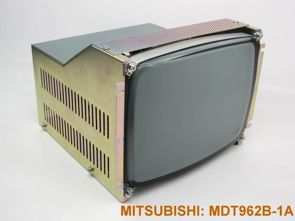 Original Mitsubishi CRT monitor — worn out display