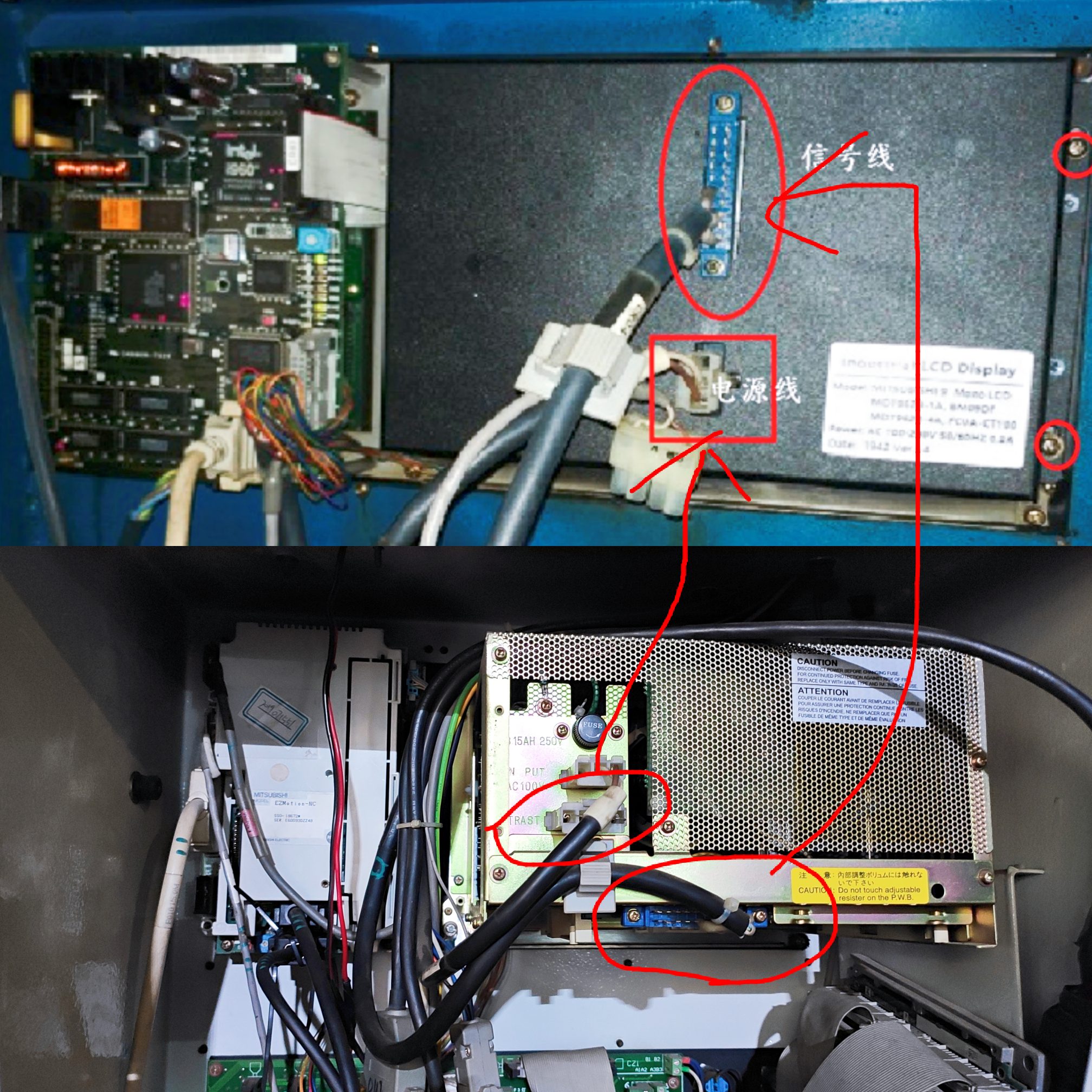 CRT to LCD wiring diagram — connector pinout